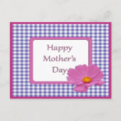 Muttertag Lila Blume & Gingham Design Postkarte (Vorderseite)