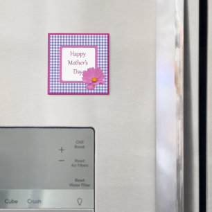 Muttertag Lila Blume und Gingham Design Magnet