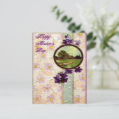 Muttertag - Lila Blumen, Sonne und Landschaft Postkarte (Stehend Vorderseite)