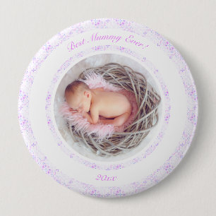 Muttertag Lilac Pink Bestes Mama-Foto Geschenk für Button