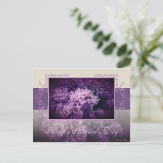 Muttertag Lilac Postkarte (Stehend Vorderseite)