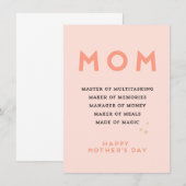 Muttertag MAMA Akronym niedliche lustige Karte (Vorne/Hinten)