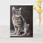 Muttertag Mama Cat und Kitten Karte (Gelbe Blume)