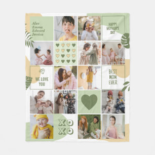 Muttertag Mama Geburtstag Foto-Collage Mintgrün Fleecedecke