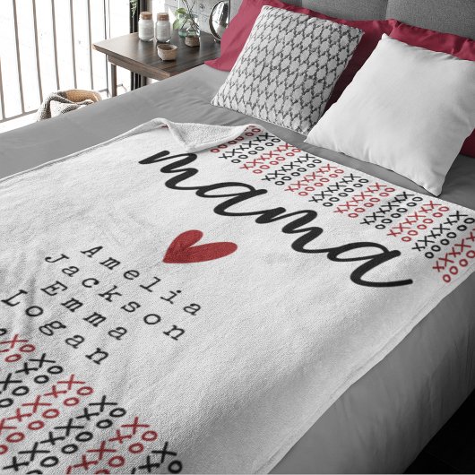 Muttertag Mama Kinder Namen XOXO Fleecedecke