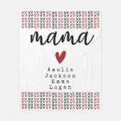 Muttertag Mama Kinder Namen XOXO Fleecedecke (Vorderseite)