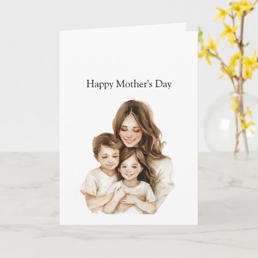 Muttertag Mama Tochter Brünette Karte (Gelbe Blume)