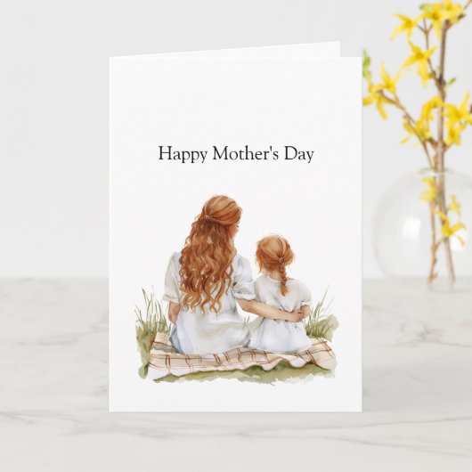 Muttertag Mama Tochter Rotes Haar Karte (Gelbe Blume)