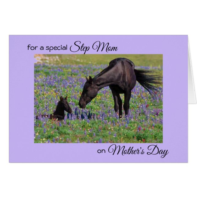 Muttertag Mare & Foal Floral Weideland Foto (Vorderseite (Horizontal))