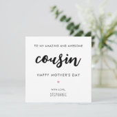 Muttertag Minimalistischer und moderner Cousin Karte (Stehend Vorderseite)