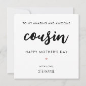 Muttertag Minimalistischer und moderner Cousin Karte (Vorderseite)