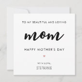 Muttertag Minimalistischer und moderner Mama Karte (Vorderseite)