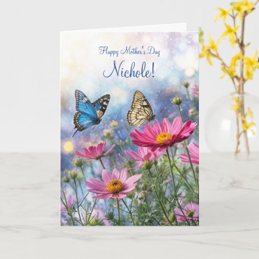 Muttertag mit individuellem Namen schöne Blumen Karte (Gelbe Blume)