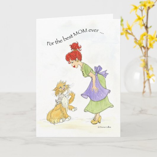 Muttertag mit Katzenkarte Karte (Gelbe Blume)