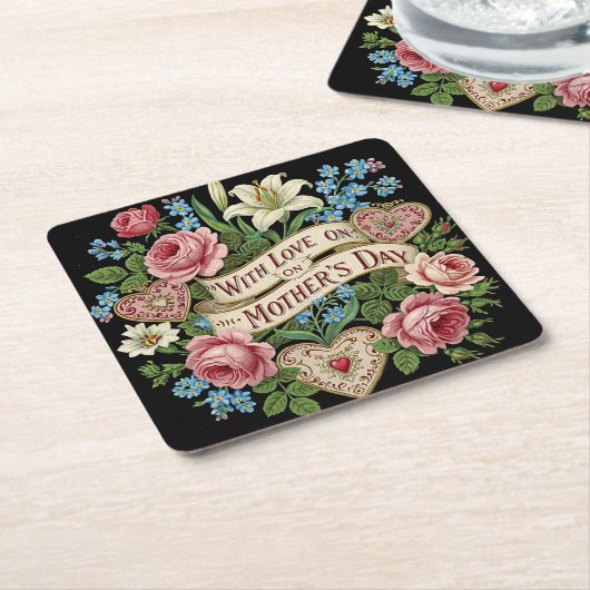 Muttertag mit Liebe Rechteckiger Pappuntersetzer (angewinkelt)