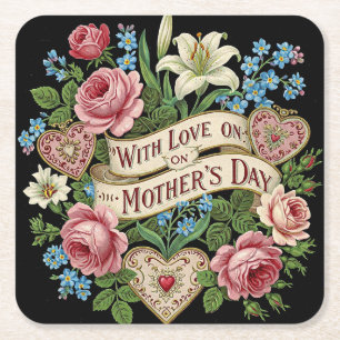 Muttertag mit Liebe Rechteckiger Pappuntersetzer