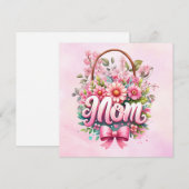 Muttertag mit rosa Blume Feiertagskarte (Vorne/Hinten)