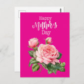 Muttertag mit rosa Rosenkarte Postkarte (Vorne/Hinten)