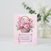 Muttertag mit rosa Rosenkarte Postkarte (Stehend Vorderseite)