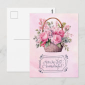 Muttertag mit rosa Rosenkarte Postkarte (Vorne/Hinten)