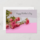 Muttertag mit rosa Rosenkarte Postkarte (Vorne/Hinten)