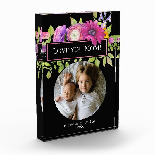 Muttertag mit schönen rosa Blume Fotoblock (Links)