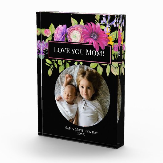 Muttertag mit schönen rosa Blume Fotoblock (Rechts)