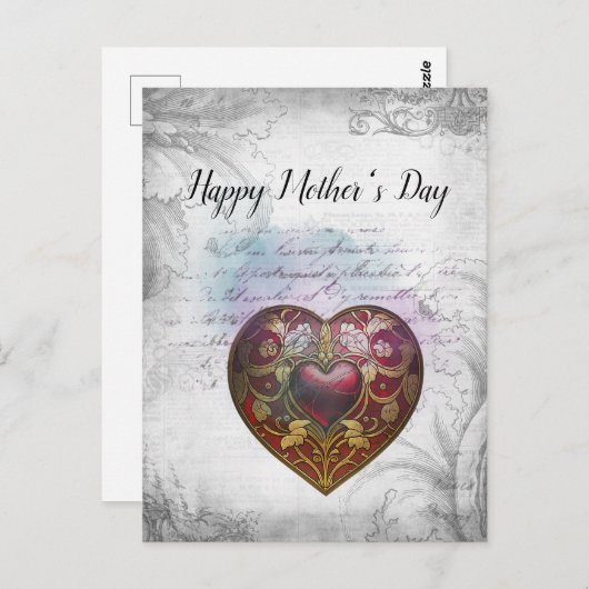 Muttertag Mixed Media Herz Design Postkarte (Vorne/Hinten)