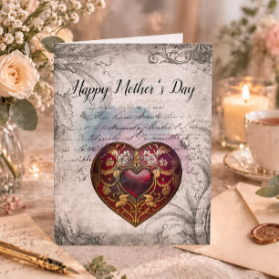 Muttertag Mixed Media Herz Design Postkarte