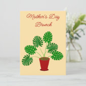 Muttertag Monstera Pflanze Custom Brunch Einladung (Stehend Vorderseite)