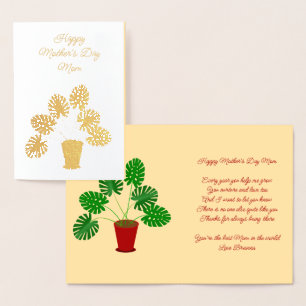 Muttertag Monstera Pflanze Custom Folienkarte
