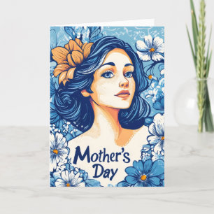 Muttertag Mutter blaue Blumen Feiertagskarte