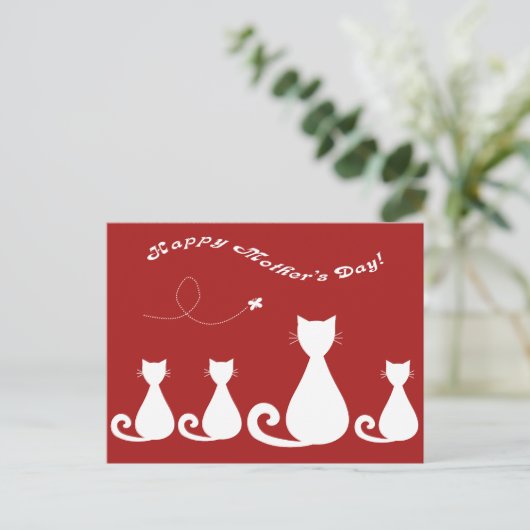 Muttertag "Mutter Katze mit Kätzchen" Postkarte (Stehend Vorderseite)