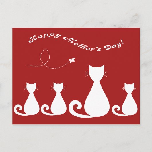 Muttertag "Mutter Katze mit Kätzchen" Postkarte (Vorderseite)