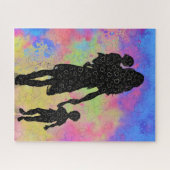 Muttertag - Mutter und Kinder - Kunst Zeichnend Puzzle (Horizontal)