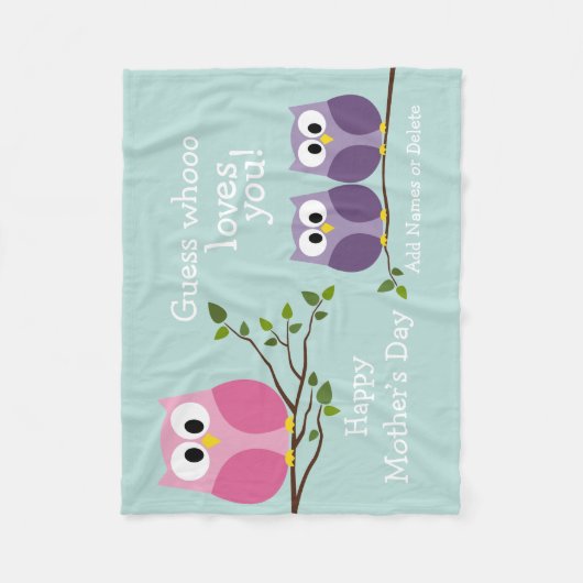 Muttertag - Niedliche Eulen Fleecedecke (Vorderseite)