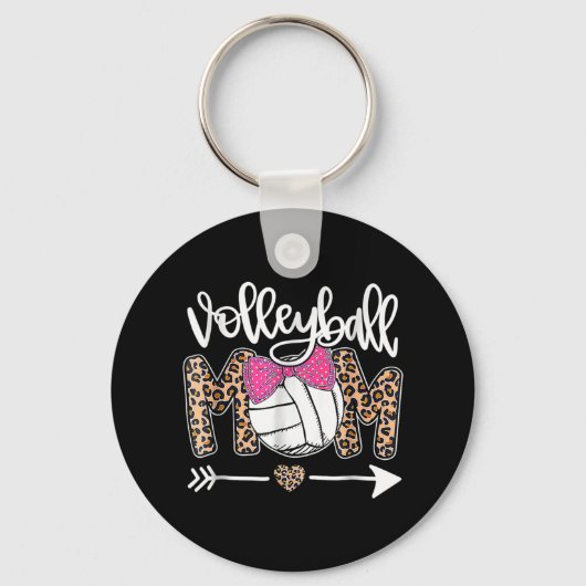 Muttertag Niedliche Volleyball Mama Leopard Fun Ba Schlüsselanhänger (Vorderseite)