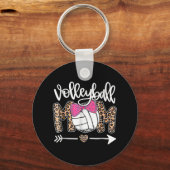 Muttertag Niedliche Volleyball Mama Leopard Fun Ba Schlüsselanhänger (Vorderseite)