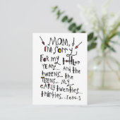 Muttertag oder Geburtstag Postkarte (Stehend Vorderseite)