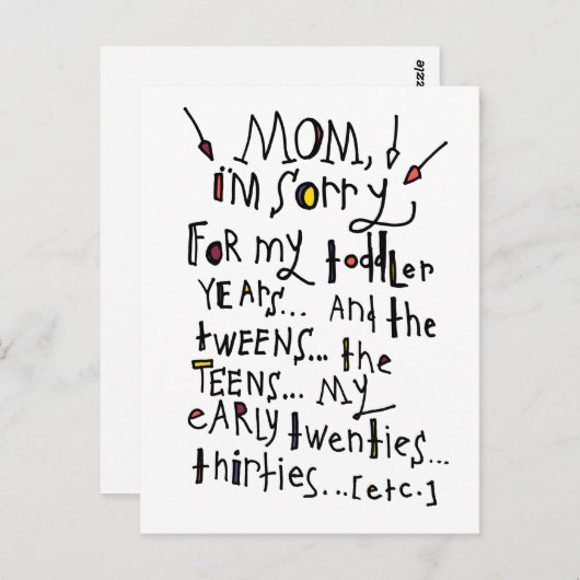 Muttertag oder Geburtstag Postkarte (Vorne/Hinten)