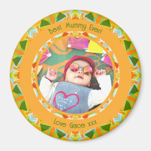 Muttertag Orange Green Best Mummy Ever Geschenk Magnet