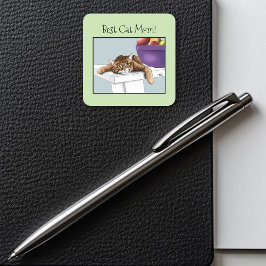 Muttertag Orange Tabby Cat Quadratischer Aufkleber