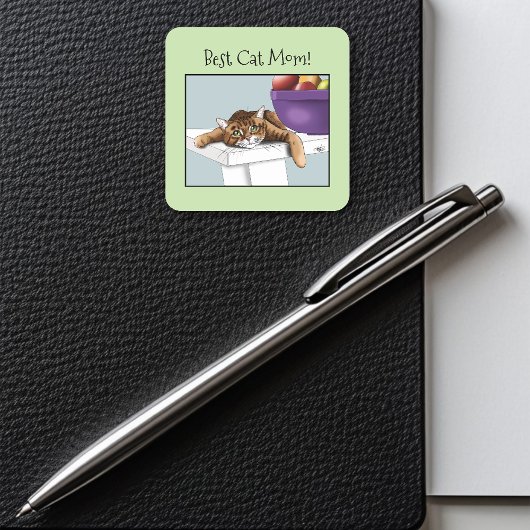 Muttertag Orange Tabby Cat Quadratischer Aufkleber