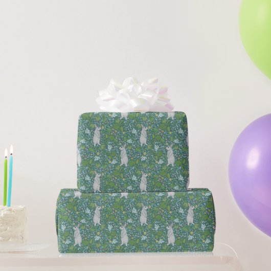 Muttertag Ostern Weißer Hase im Frühling Garten Geschenkpapier (Partygeschenke)