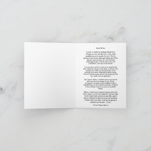 Muttertag | PERSONALISIERT | Grußkarte Karte (Innenseite)