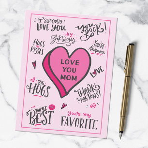 Muttertag Pink Heart Lustige Stylische Zitate Postkarte