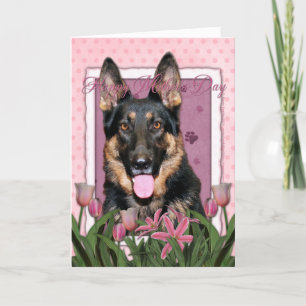 Muttertag - Pink Tulips - German Shepherd - Kuno Karte