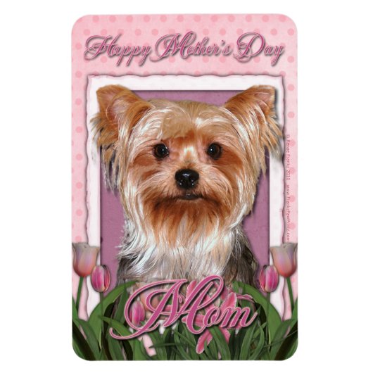 Muttertag - Pink Tulips - Yorkshire Terrier Magnet (Vertikal)