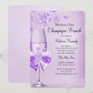 Muttertag Pretty Lilac Rose Champagner Brunch Einladung