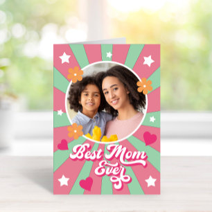 Muttertag Retro Vintagen 70er Sterne Blume Foto Karte